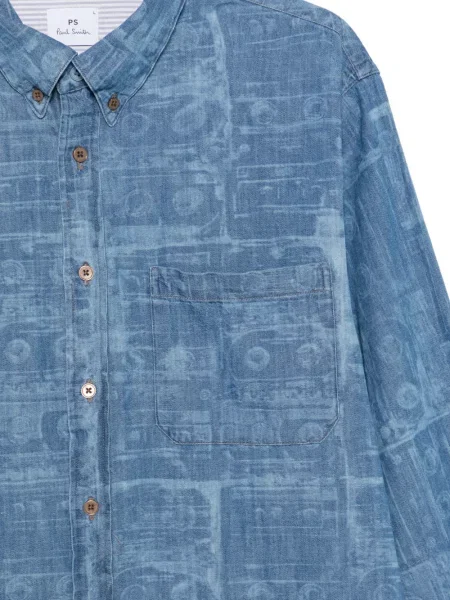 Cămașă Ps Paul Smith cu imagine albastru