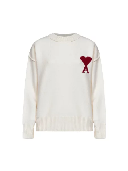 Sweter Ami Paris wełniany beżowy