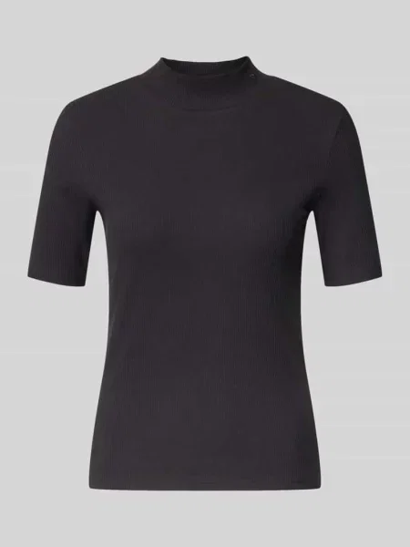 T-shirt z prążkowaną stójką Scotch & Soda czarna