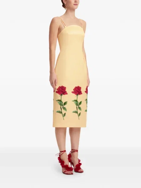 Rochie Leo Lin cu model floral de costum galben