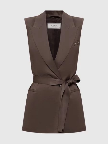 Двобортний жилет з льоном Peserico коричневий