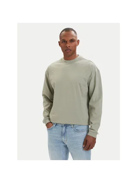 HUGO Majica z dolgimi rokavi Daposo Svetlo Relaxed Fit zelena