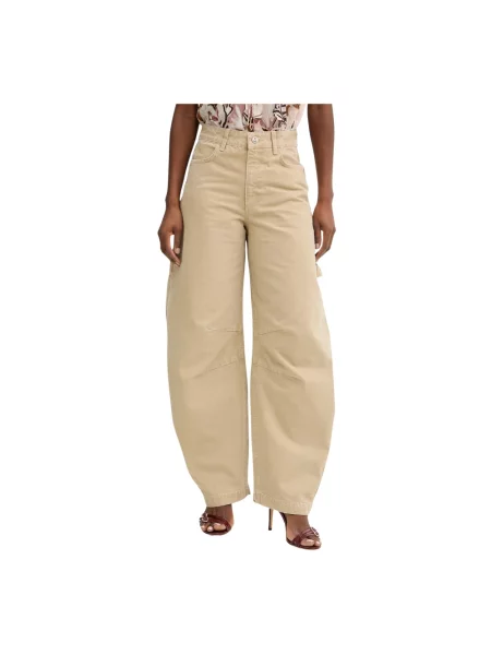 Patrizia Pepe jeansy relaxed fit beżowe