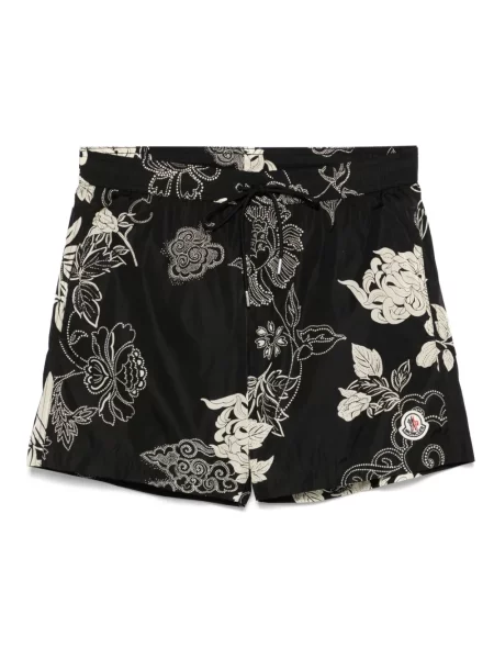 Slip de baie Moncler cu model floral cu imagine negru