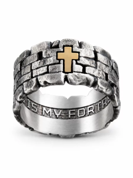 REYTEL Inele GOD IS MY FORTRESS argintiu
