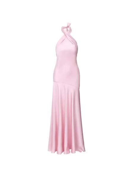 Rochie maxi Il Volo cu gât halter de costum roz