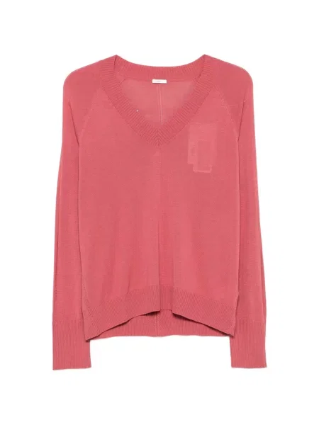 Lung tricou Joseph cu decolteu în V roz
