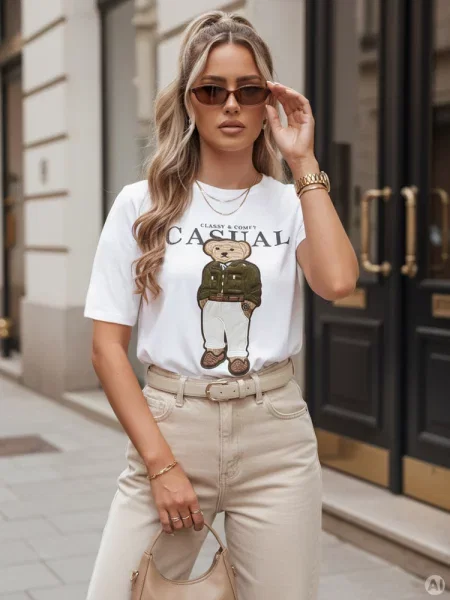 T-shirt z misiem MISSTARTA Dstreet biały
