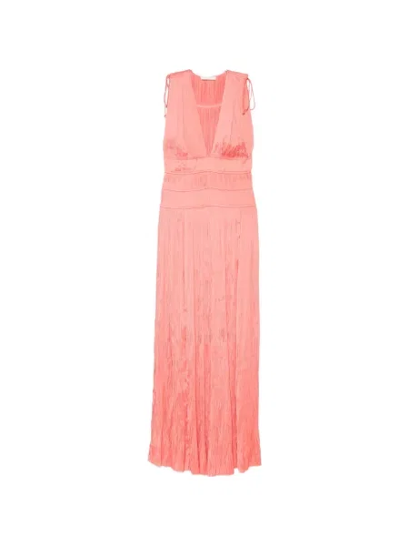 Rochie midi Ulla Johnson cu decolteu în V până la genunchi cu legături roz
