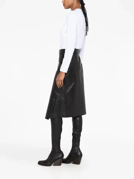 Кожена пола Vetements черно