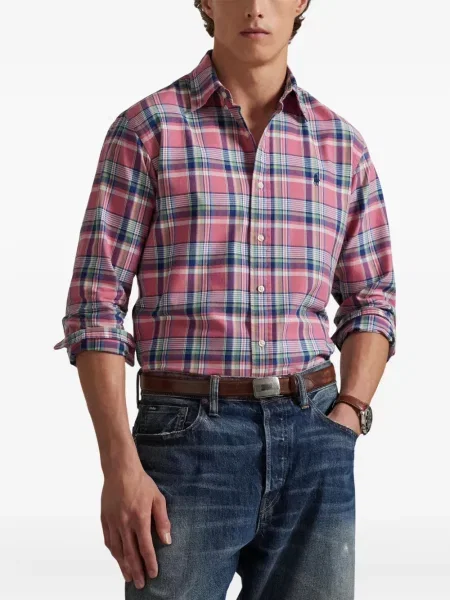 Șapcă Polo Ralph Lauren cu broderie din țesătură twill în carouri albastru