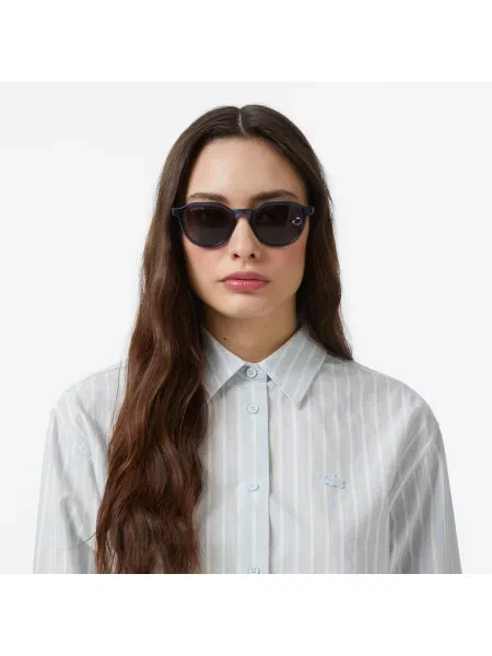 Lacoste Koszula W Paski Relaxed Fit niebieska