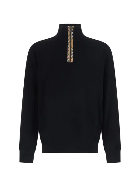 Sweter Burberry wełniany w kratę czarny