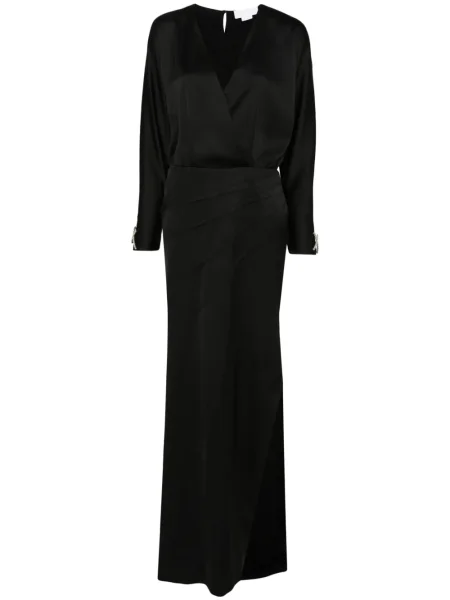 Rochie maxi Genny din satin de costum negru