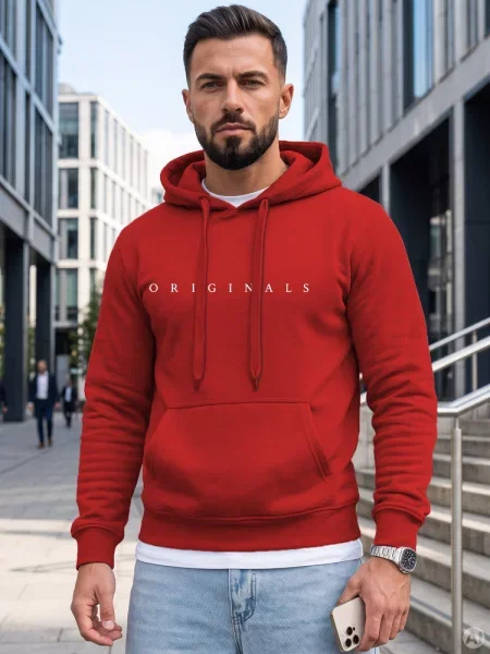 Bluza z kapturem z nadrukiem ORIGINALS Dstreet czerwona
