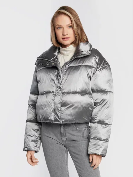 Calvin Klein Zimska jakna High Shine Metallic Srebrna