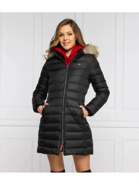 Tommy Jeans Hosszú kabát TJW ESSENTIAL fekete