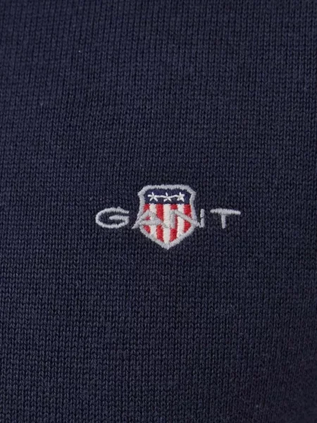 Pulover Gant cu broderie cu decolteu rotund albastru