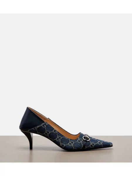 Pantofi cu toc Gucci din piele albastru