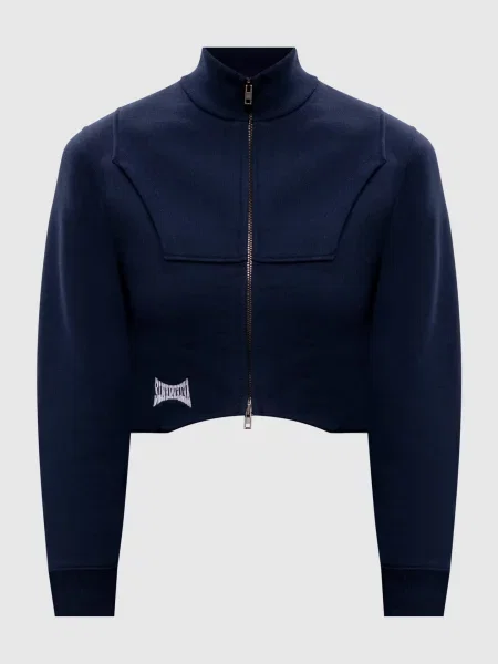 Укорочена спортивна куртка з вишивкою логотипа Vetements синя