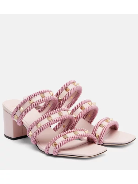 Usnjene mules Valentino Garavani roza