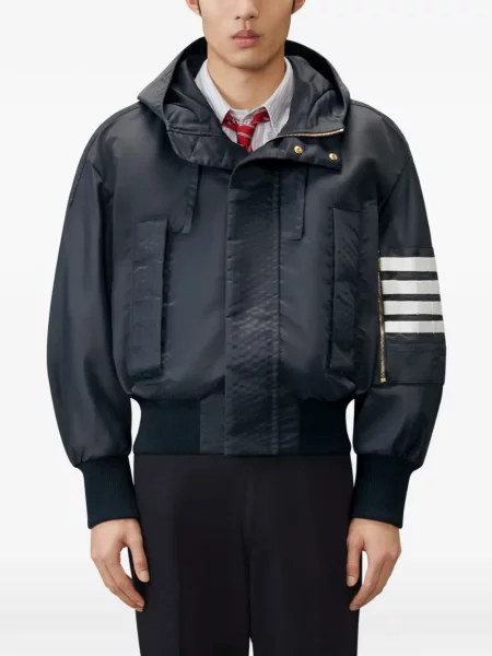 Geacă Thom Browne cu glugă albastru