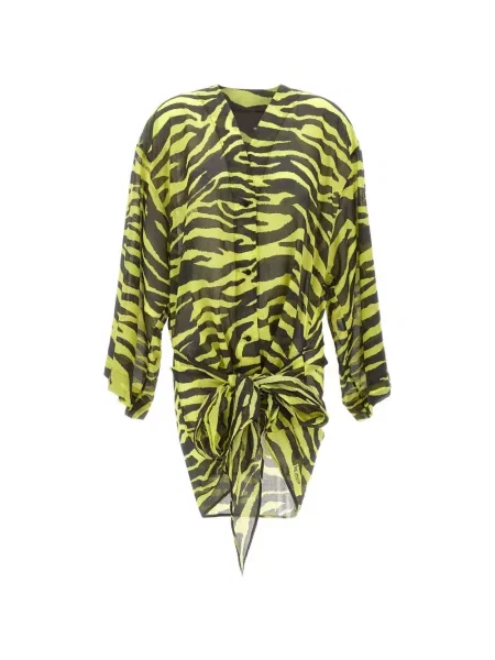 Rochie The Attico cu imagine cu model zebră plic galben