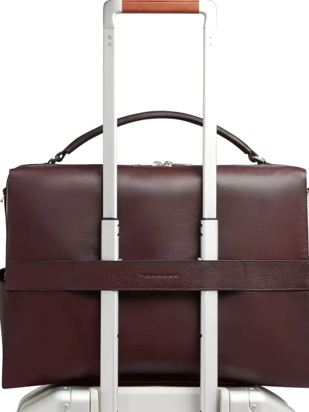 Torba na laptopa Piquadro skórzana brązowa