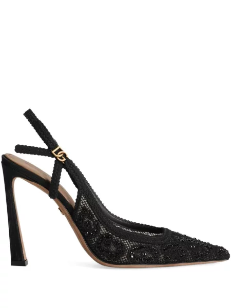 Pantofi cu toc Dolce & Gabbana din dantelă slingback negru