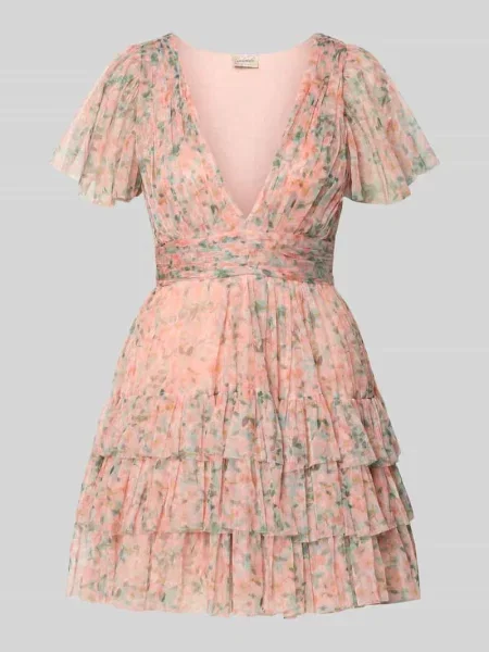 Sukienka koktajlowa w efekcie stopniowania z tasiemką w talii Lace & Beads