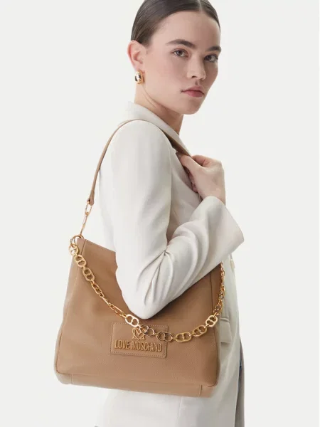LOVE MOSCHINO Дамска чанта бежов