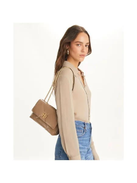 Torebka crossbody Tory Burch skórzana biznesowa beżowa