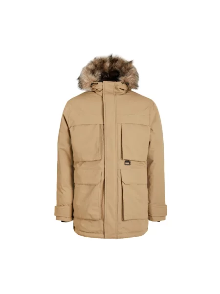 Parka Jack & Jones z kapturem brązowa
