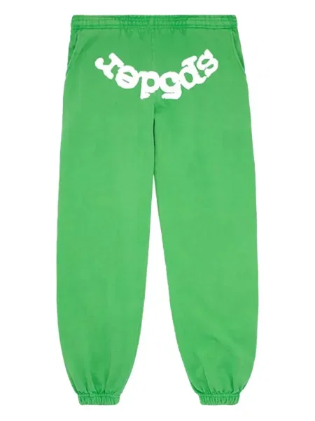 Pantaloni Sp5der alergare cu autograf verde