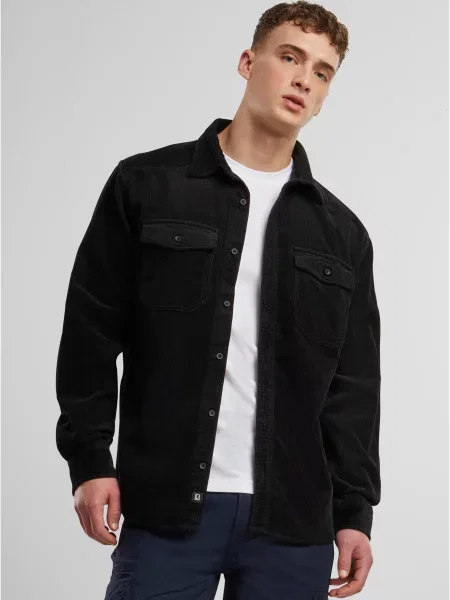 Klasična srajca Brandit iz rebrastega žameta z dolgimi rokavi črna