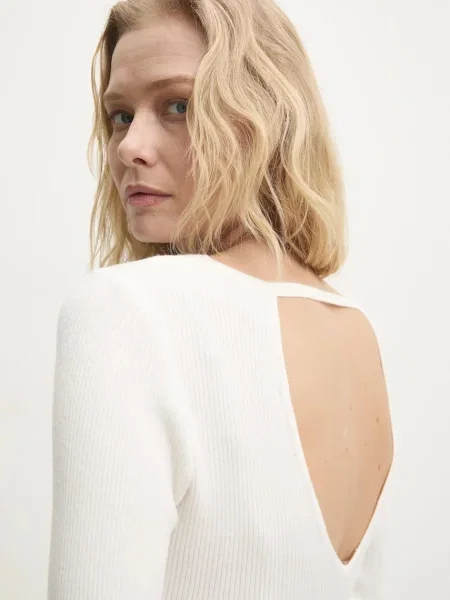 Пуловер Answear Lab дамски от лека материя бяло