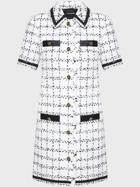 Картата твідова сукня Karl Lagerfeld біла