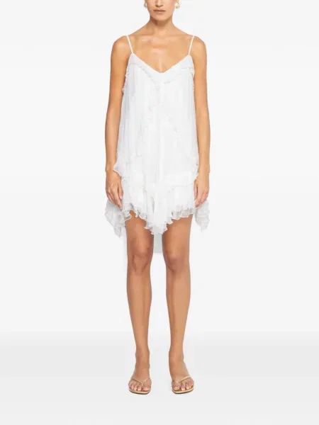 Rochie mini Nissa de mătase alb