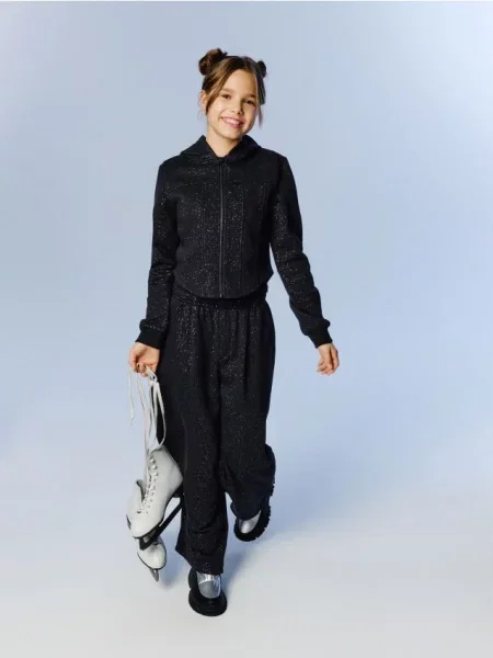 Reserved Pantaloni balloon cu sclipici negru