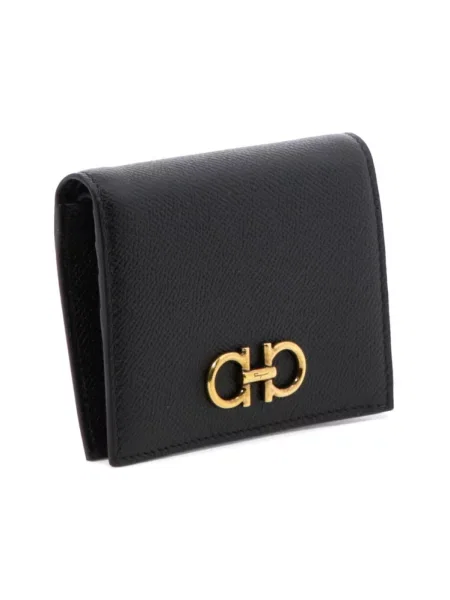 Portfel Salvatore Ferragamo skórzany z logo czarny