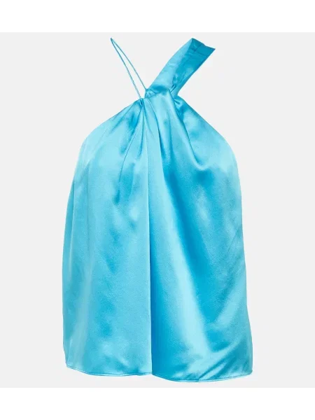 Satynowy top The Sei na jednym ramieniu niebieski