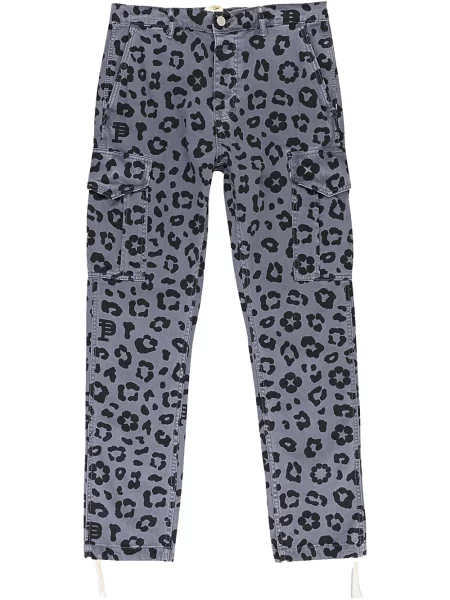 Pantaloni cargo Purple Brand cu imagine cu model leopard negru
