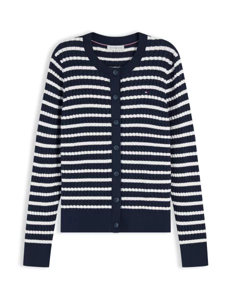 TOMMY HILFIGER Kardigán námornícka modrá biela