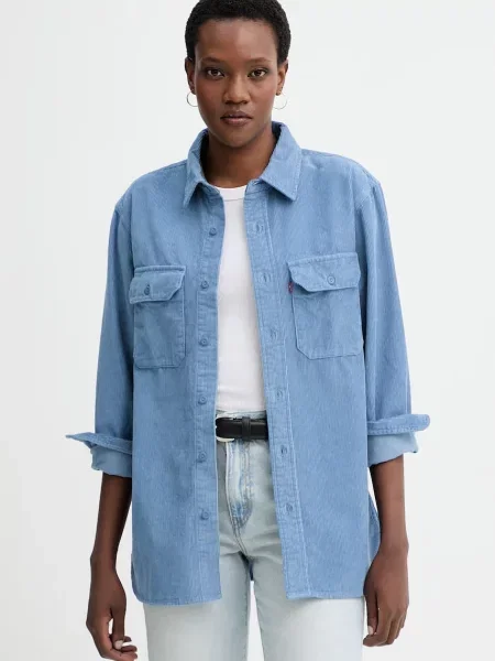 Srajca iz rebrastega žameta Levi's CLASSIC WORKER modra
