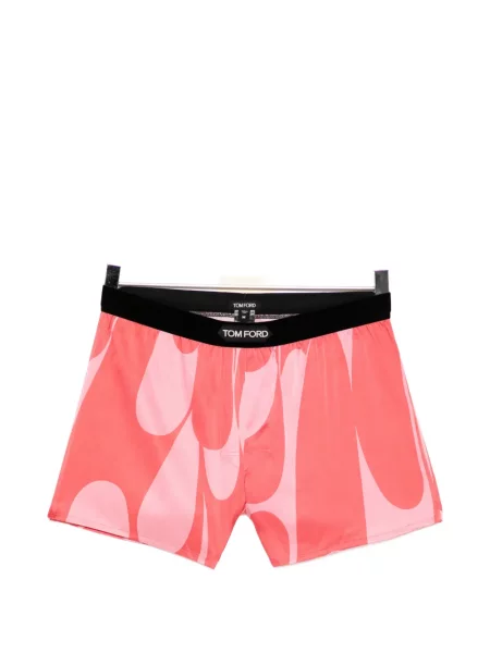 Pantaloni scurți Tom Ford de mătase cu imagine cu imprimeu abstract roz