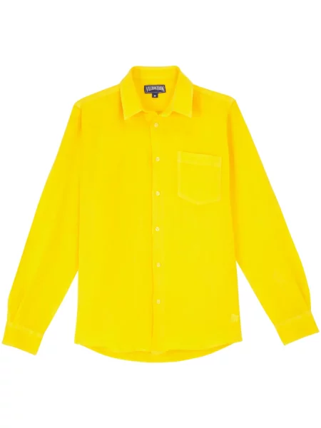 Lněná košile Vilebrequin žlutá