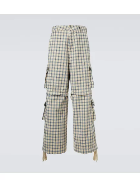 Kostkované cargo kalhoty Erl modré