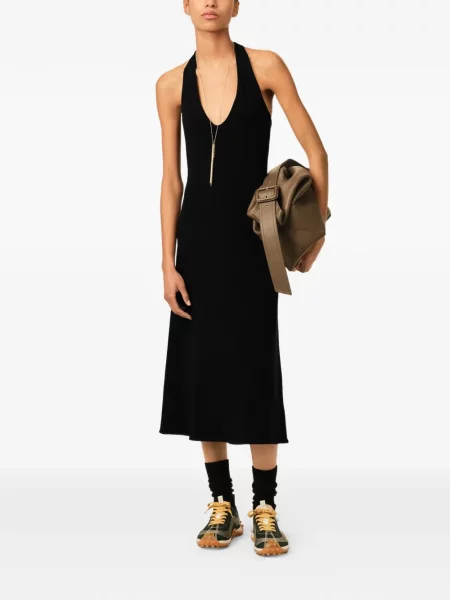 Rochie midi Ami Paris din jerseu cu gât halter negru