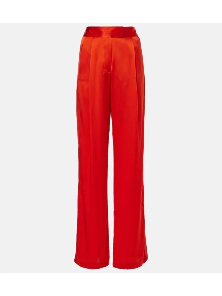 Pantaloni The Sei cu talie înaltă din satin roșu