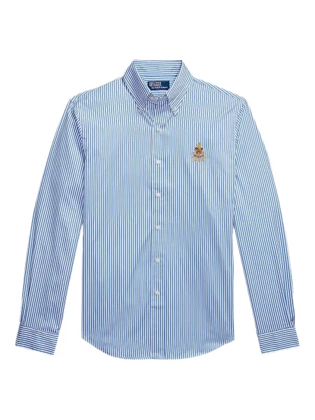 Șapcă Polo Ralph Lauren din fleece cu dungi cu volane albastru